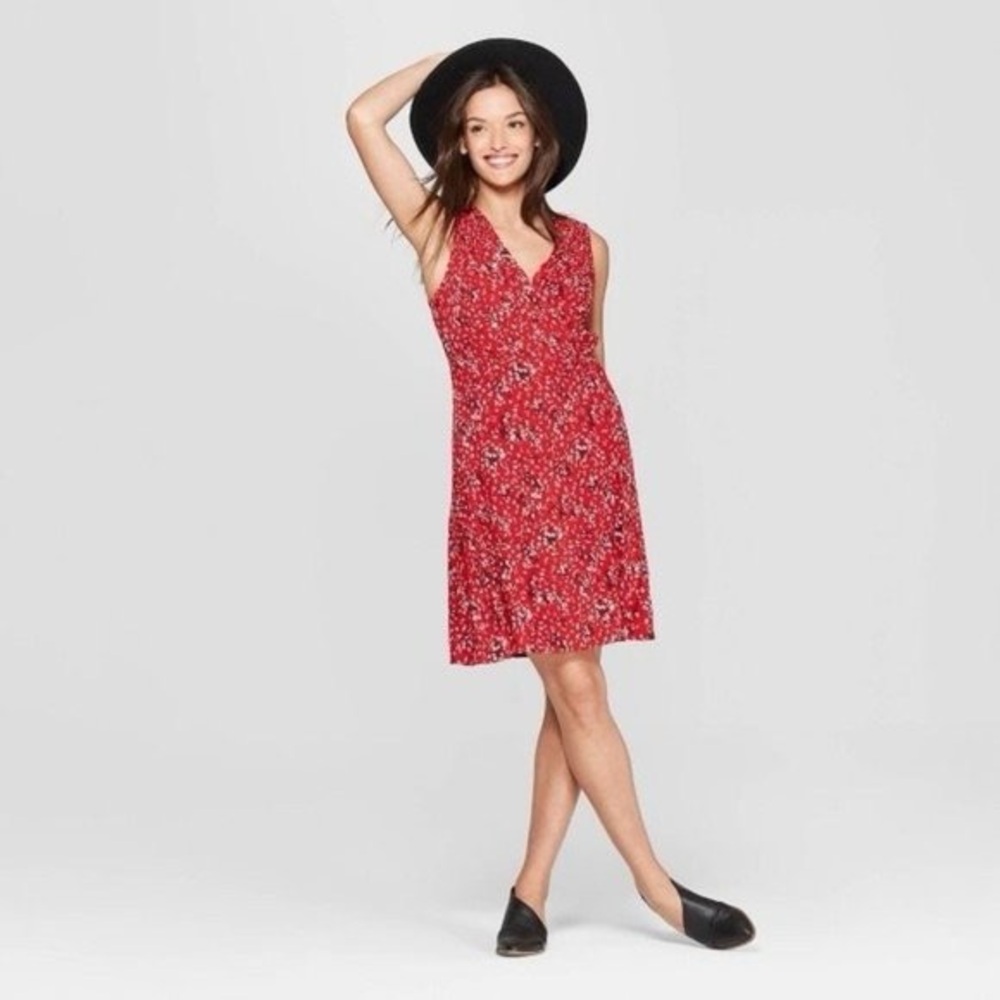 Universal Thread Red Floral Wrap Dress